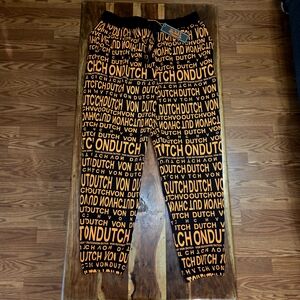 Von Dutch Black and Orange Logo Sweatpants